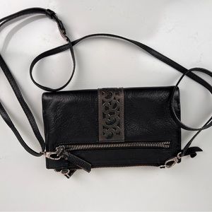 Brighton Contempo black leather wallet strap crossbody